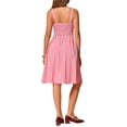 thumbnail image 3 of Vestido sin mangas de cuadros Gingham para mujer Inspire Chic, vestido midi fluido con fruncidos y diseño vintage en rojo, talla XS, 3 of 6