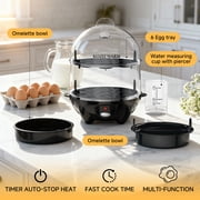 Egg Cooker - Rapid 2-Layer 14 Eggs Boiler with Auto Shut-off, Poacher & Omelette Maker, Easy Clean Stainless Steel Heating Plate for Soft, Medium, Hard Boiled Eggs - Green