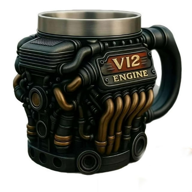 Engine Design Hot Beverage Bottle Cup and Sleek Style Mug for Daily Modern Use