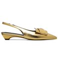 thumbnail image 2 of Zapatos Yremael para mujer, zapatos dorados, tacones de gatito, lazo destalonados, 2 of 6