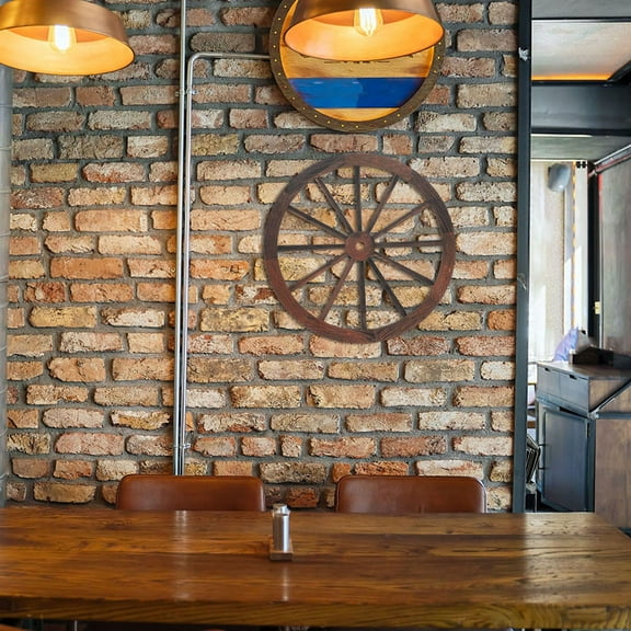 Masteelf  3 Pcs Wagon Garden Decor Decorations Wheel Vintage Home Office Brown