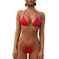 thumbnail image 1 of Conjunto de bikini con vendaje, traje de baño brasileño unicolor, traje de baño con tanga acolchado, 1 of 5