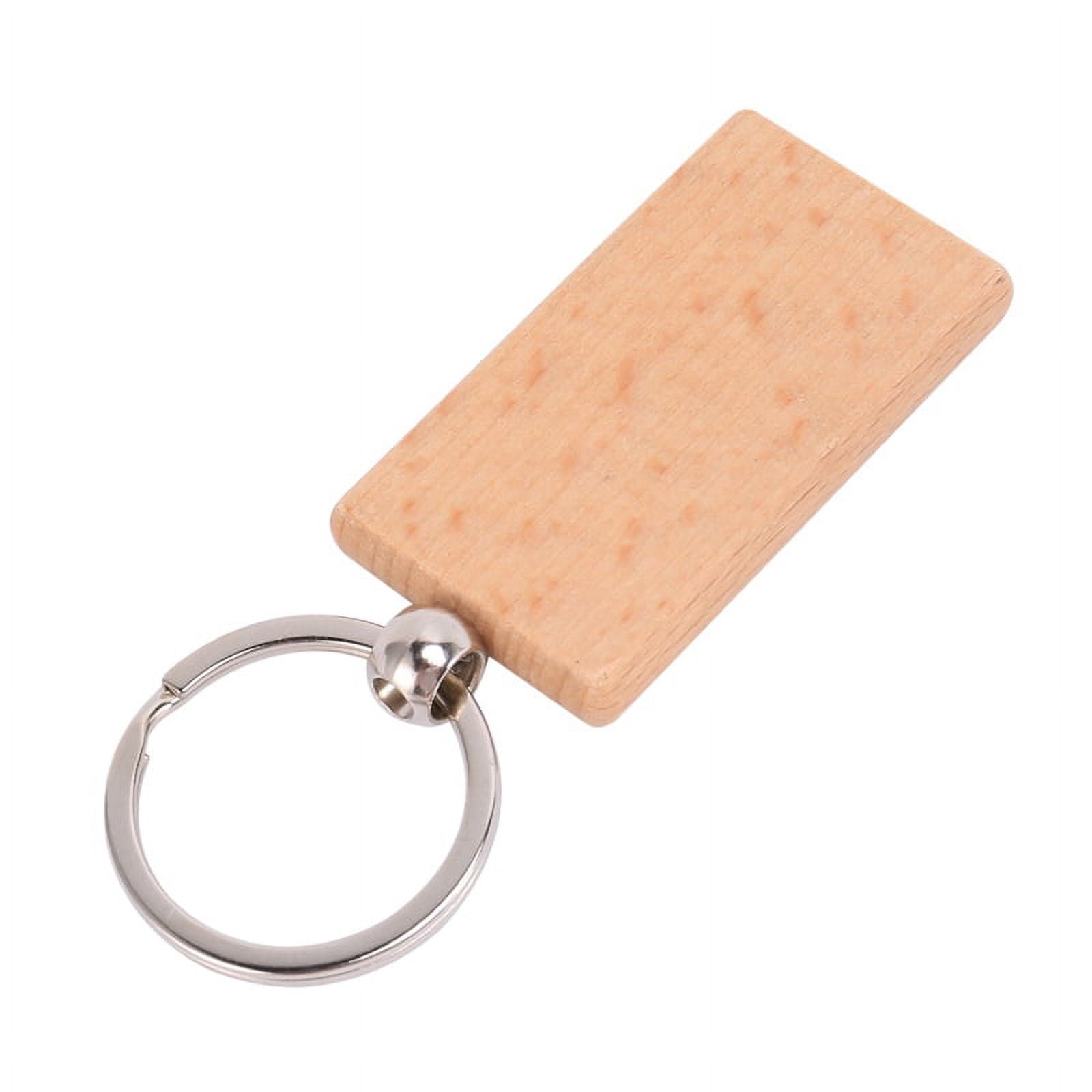 300Pcs Blank Rectangle Wooden Key Chain DIY Wood Keychains Key Tags Can Engrave DIY Gifts