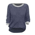 thumbnail image 6 of Gkeoshab Sweaters for Women Women's Oversized Sweaters 2025 Fall Outfits Trendy Crewneck Knit Fashion Pullover Tops Dark Blue S, 6 of 6