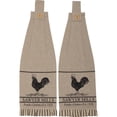 thumbnail image 3 of VHC Brands Sawyer Mill Poultry Nature Print Chambray Cotton Farmhouse Tabletop Kitchen Fabric Loop Stenciled Runner, Towel Set 6.5x18, Khaki Tan, 3 of 6