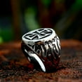 thumbnail image 2 of K-KED Men's Vintage Delicate Jewelry Fire Iron Cross Ring Stainless Steel Cross Biker Punk Ring-8, 2 of 6