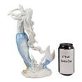 thumbnail image 2 of Capiz Blue Ombre Tail Nautical Mermaid With Conch Shell By Sea Coral Reef Statue, 2 of 4