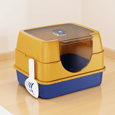 SXWARAE Enclosed orange cat litter box sealed to prevent odors and sanding stable and durable suitable for pet families worldwide
