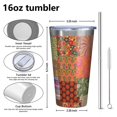thumbnail image 4 of 16oz Tumblers Pioneer Flower Floral Print Pattern Stainless Steel Vacuum Insulated Double Wall Travel Tumbler Cups Mug with Lid and Straw,Cleaning Brush for Coffee,Tea, 4 of 4