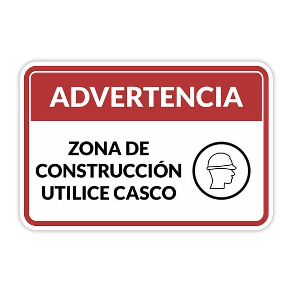 Classic Framed Plus Advertencia Zona de construcción Utilice casco Door or Wall Sign | Business Warning Signage - Large