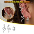 thumbnail image 3 of Boucles d'Oreilles Trois Pièces en Métal Motif Serpent Vent Froid Rétro, 3 of 7