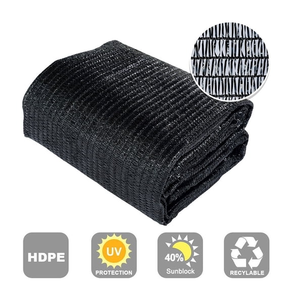 Agfabric 40% Sunblock Shade Cloth Cover with Clips for Plants 6.5’ X 20’, Black