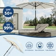 thumbnail image 3 of 10FT Outdoor Patio Umbrella with 8 Sturdy Ribs, Crank Lift and Push Button Tilt, UV Protection Waterproof Market Table Umbrella for Pool Deck Yard, Tan & White Stripes(Base NOT Included), 3 of 6