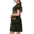 thumbnail image 2 of Fotbe Metal Evil Skull Vestido Largo de Moda para Mujer, Vestido Tipo Camiseta con Manga Corta y Estilo Casual a Rayas y Bloques de Color, 2 of 6