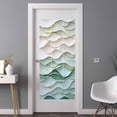 thumbnail image 3 of Abstract Wave Texture Window Privacy Film Watercolor Green Decor Decorative Glass Window Film UV Blocking Static Cling Non-Adhesive Sticker Covering for Home Door 35.4x78.7 inches, 3 of 7