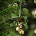 thumbnail image 6 of Christmas Hanging Bells Decoration with Velvet Bow and Pine Cone, Small Jingling Ornament for Tree Home Gift(Green), 6 of 6