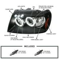 thumbnail image 3 of Spec-D Tuning Black LED Dual Halo Projector Headlights Compatible with 1999-2004 Jeep Grand Cherokee, Left + Right Pair Headlamps Assembly, 3 of 5
