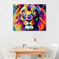 thumbnail image 2 of Acheng Abstract Colorful painting Lion Picture Canvas print Wall art Modern decor design Animal Paintings Artwork for office dorm Home Living Room Decor,Stretched and Framed 16x12in, 2 of 6