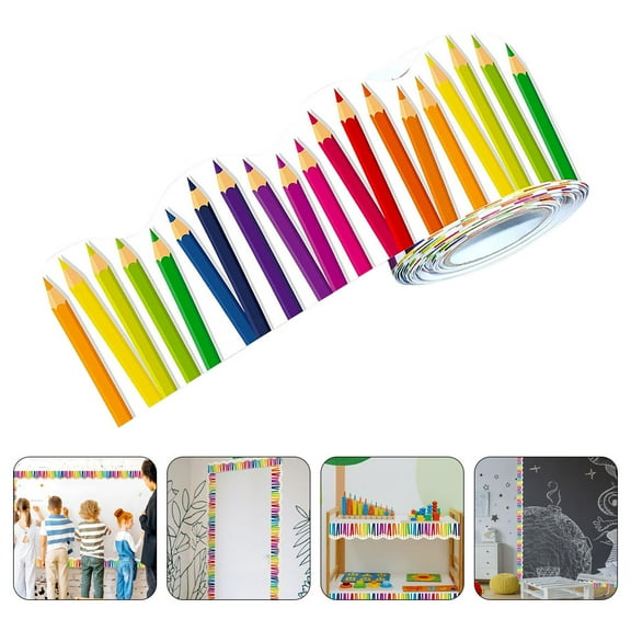 CIMAXIC Removable Pencil Border Sticker for Classroom Bulletin Boards and Festival Decorations