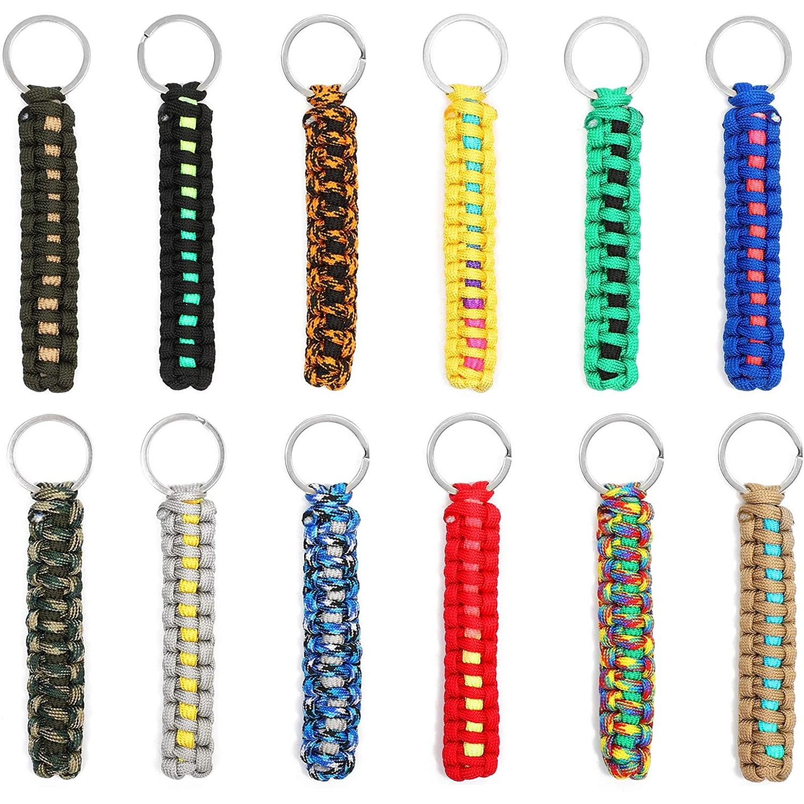 12-Pack Paracord Keychain with Metal Ring, Colorful Braided Lanyard for Car  Keys & Backpacks - Walmart.com