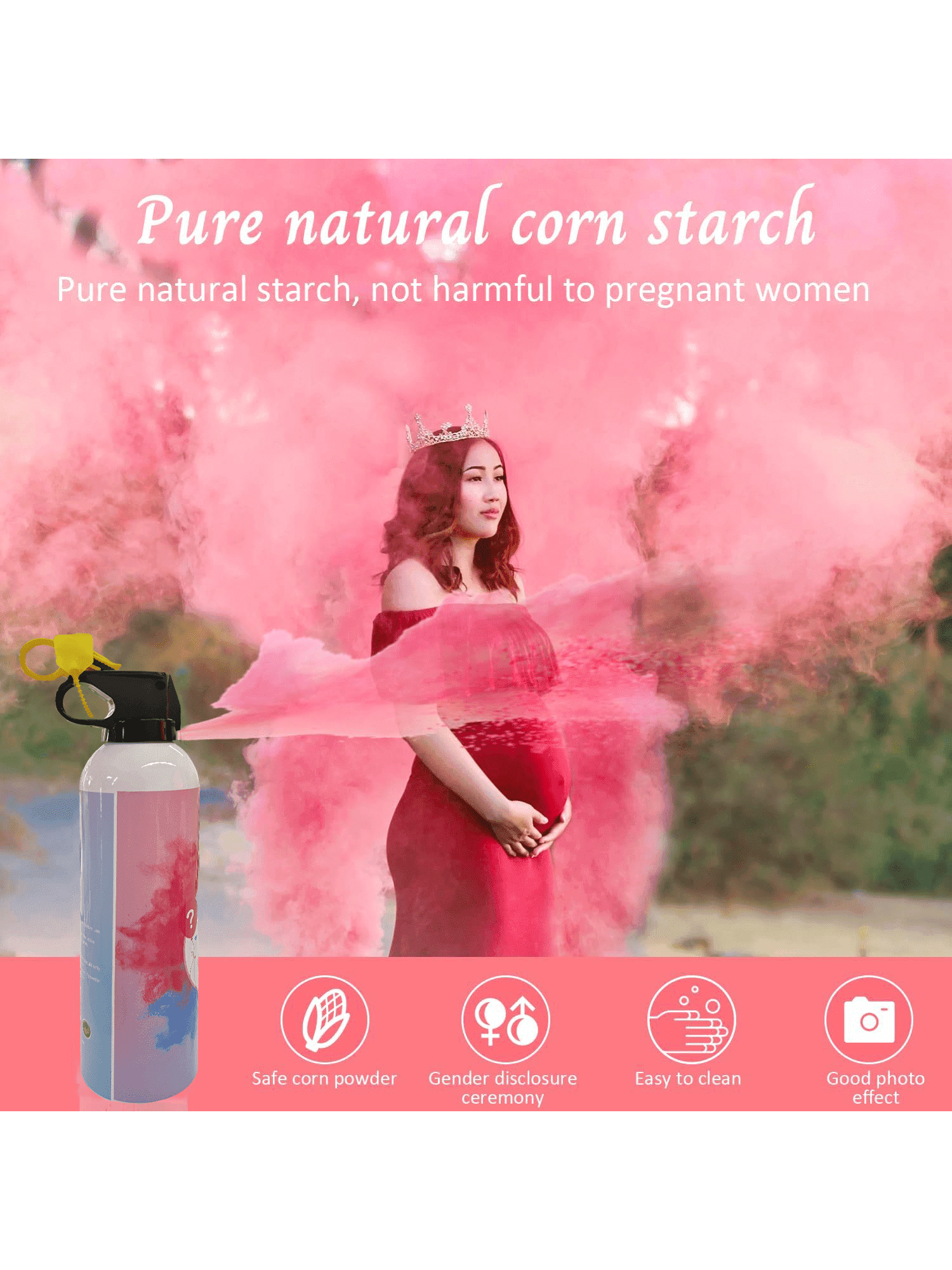 Microplushshop Baby Girl Gender Reveal Fire Extinguisher 2 packs 100% Biodegragable for Gender Reveal Party Decorations (Pink Girl)