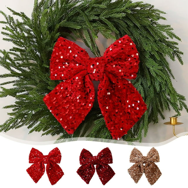 Sentmoon Christmas Tree Decoration Christmas Wreath Bow Pre Tied Bow for Christmas Tree Garland and Outdoor Decoration Door Decoration Swag Wreath Garland Fall Winter Boxing Day