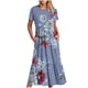 thumbnail image 1 of Vestido de Manga Corta para Mujeres Vestido de Verano de Cuello Redondo Impreso, Poliéster de Tamaño Verdadero Diario Y Vestido de Fiesta, 1 of 4