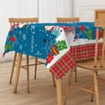 thumbnail image 3 of Duangreer Merry Christmas Rectangle Tablecloth, Cartoon Snowman Retro Plaid Print Washable Table Cover for Party Family Picnic Decors, 60 x 84 Inch, 3 of 6