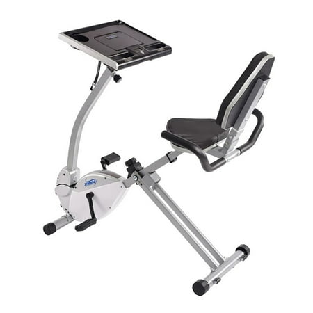 Stamina 2-in-1 Recumbent Home Exercise Bike Workstation and Standing Desk,