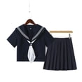thumbnail image 3 of new cute uniforms, college style school uniforms, spring and autumn pleated skirts - short sleeves with bow tie) - L, 3 of 8