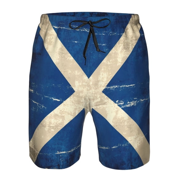 Mens Beach Shorts Scotland Retro Flag Quick Dry Swim Shorts with Mesh Lining XX-Large