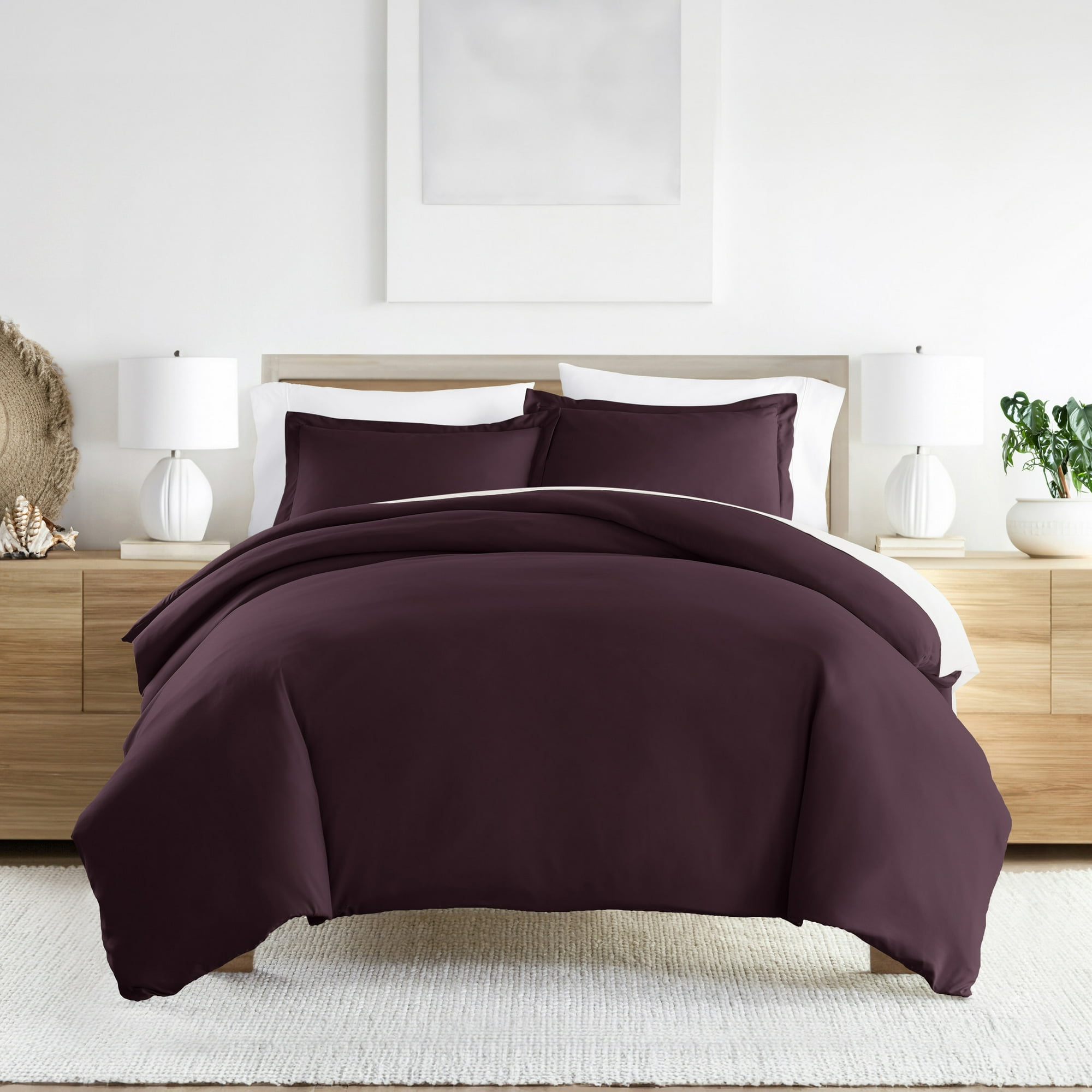 Noble Linens 3-Piece Purple Duvet Cover Set Full/Queen
