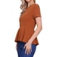 thumbnail image 4 of INSPIRAR CHIC Blusa de Peplum para Mujer de Manga Corta con Cuello Redondo Primavera Verano Stretch Talla S Naranja Quemado, 4 of 6