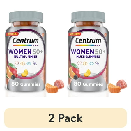 (2 pack) Centrum Multigummies Womens 50 Plus Gummy Multivitamin With Vitamin B, D & E, Fruit, 80 Count