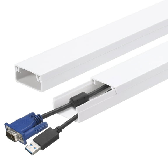 Uxcell 5Pcs Cord Hider Wall 15inx0.8inx0.4in Cable Cover Self Adhesive Wire Hider Wall Mounted TV Cable Raceway,White