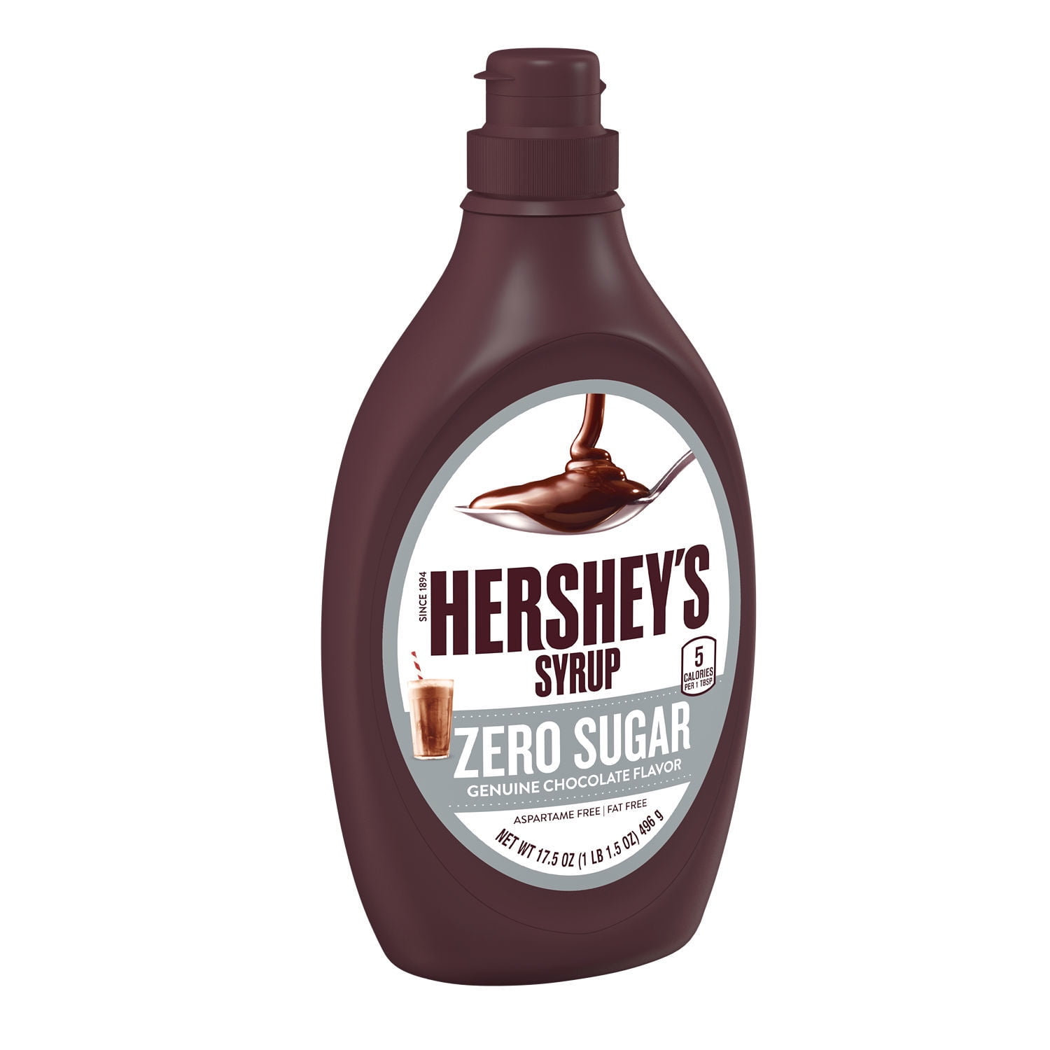 HERSHEY'S Sugar Free Chocolate Baking Ingredients, Fat Free, Gluten Free Syrup Bottles, 17.5 oz (12 Count)