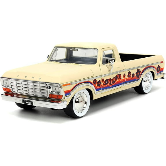 Compatible with 1979 Ford F-150 Pickup Truck Cream I Love 70's 1/24 Diecast Model Car by Jada 31609