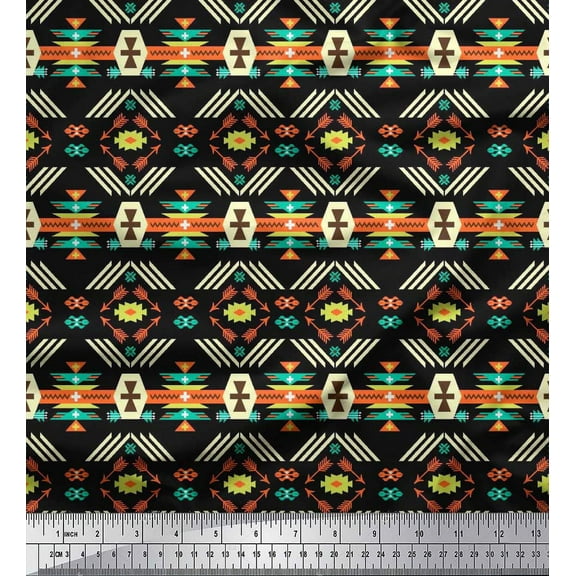 Soimoi Cotton Duck Fabric Geometric Southwestern Printed Craft Fabric by the Yard 42 Inch Wide