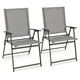 thumbnail image 1 of Juego de 2 Sillas Plegables de Patio Costway Respaldo Alto Tela Resistente Metálicas Portátiles Gris, 1 of 7