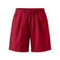 thumbnail image 4 of ITSAME Womens Plus Size Cotton Linen Shorts Elastic Waist with Pockets Summer Loose Casual Shorts Red Size 4XL, 4 of 6