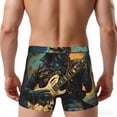 thumbnail image 3 of Men's Boxer Briefs Breathable 3D Pouch Underwear Shorts, Skull Playing Guitar Heavy Metal Rock Skeleton, 3 of 7