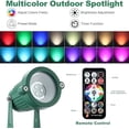 thumbnail image 4 of 4 Pack RGB Spotlight Outdoor for Christmas Waterproof LED Landscape Lighting with Timer 10 FT Power Extension Cord, 120V Remote Control Color Changing Spotlights for Yard Garden Lawn Green Green, 4 of 5