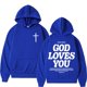 thumbnail image 3 of Sudadera con capucha para hombre y mujer, ropa de calle Vintage, estética Harajuku, Iglesia Cristiana de Jesús, versículo de la Biblia, Dios te ama, Y2K, 3 of 5