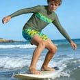 thumbnail image 6 of ITSAME Boys Rash Guard Swimwear 2-Piece Quick-Dry Long Sleeve Tops and Swim Trunks Summer Beach Swimsuit Army Green Size 7-8, 6 of 7