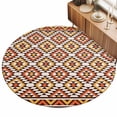 thumbnail image 2 of Round Area Rugs 4Ft, Boho Non-Slip Washable Circle Rugs Carpet, Abstract Geometric Ethnic Bohemia Textured Indoor Outdoor Rug Floor Mats Throw Runner for Bedroom Living Room Bathroom, 2 of 8