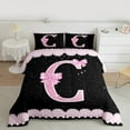 thumbnail image 2 of Manfei Personalized Gifts Bowtie Bedding Comforter Set,Bowknot Latter C Twin Comforter Sets,Pink Sparking Print Bedding Set For Princess,Lightweight Room Decoration Reversible,2pcs, 2 of 8