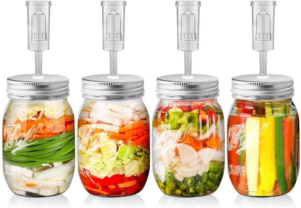 4 Pack Stainless Steel Fermenting Lids, Fermentation Kit for Wide Mouth