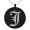 Black, variant on Stainless Steel Letter J Initial Old English Monogram Engraved Small Medallion Circle Charm Pendant Necklace
