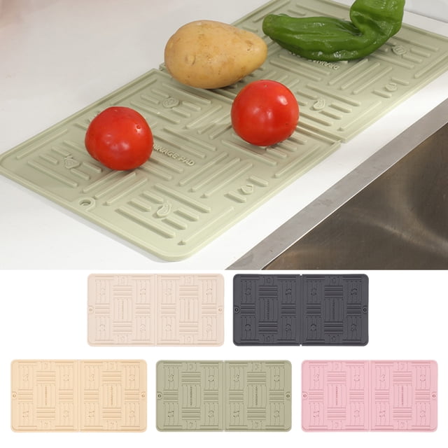 Drain Mat Convenient Foldable Countertop Drying Pad Heat Resistant Silicone Drain Pad for Home Kitchen