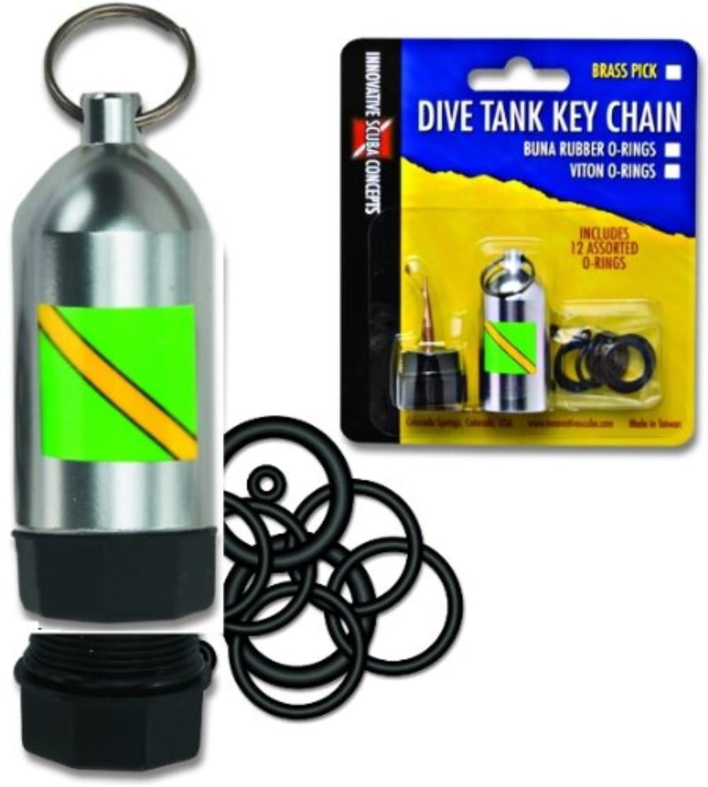 12 Spare O-Ring Diving Tank Keychain With Pick for Scuba Tank 